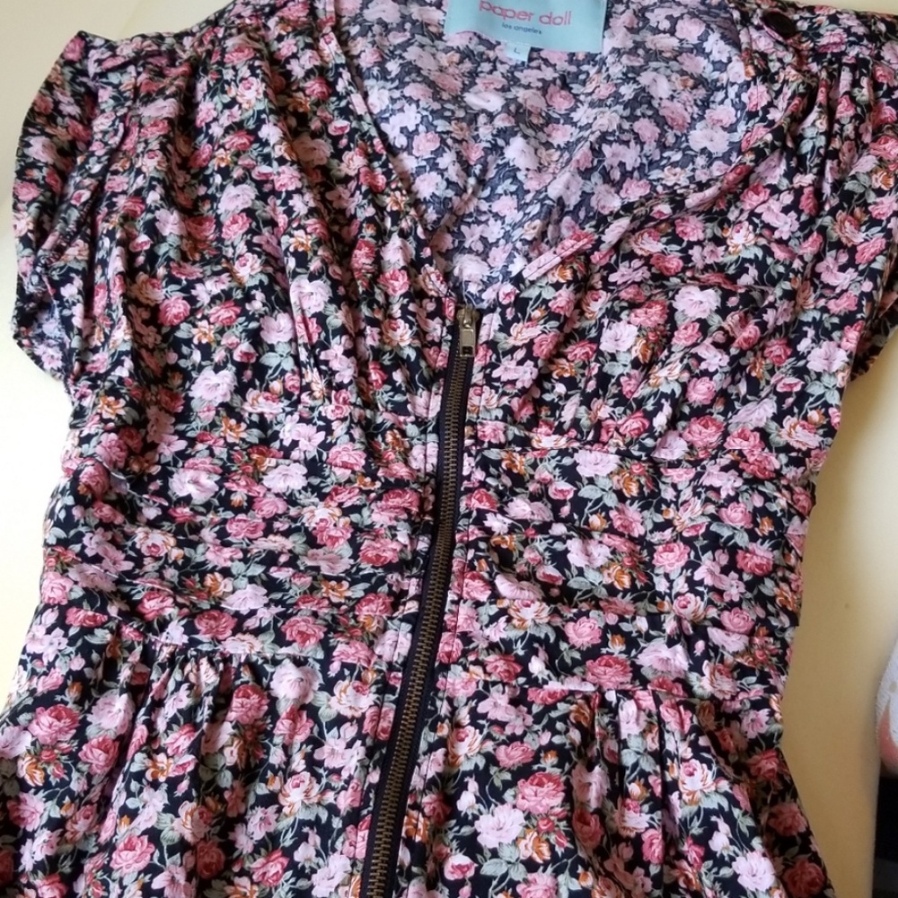 Floral Zipper-front Dress